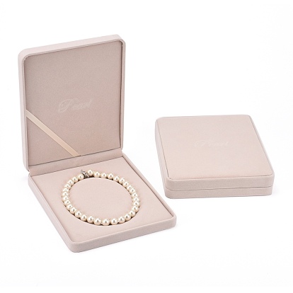 Boîtes de colliers en velours rectangle, coffrets cadeaux de bijoux, 23.8x19x4.1 cm