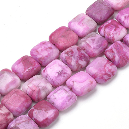 Dyed Natural Crazy Agate Beads Strands, Square