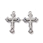 Two Tone Alloy Pendant, with Crystal Rhinestone, Cross Charms