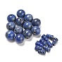 Natural Lapis Lazuli 3 Hole Guru Beads, T-Drilled Beads, for Buddhist Jewelry Making, Dyed