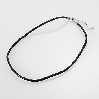 Cowhide Leather Cord Necklace Making, with 304 Stainless Steel Findings, 15.7 inch