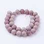 Frosted Natural Rhodonite Round Bead Strands