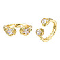 Открытое кольцо-манжета со звездой из кубического циркония, кольцо из латуни с покрытием из настоящего золота 18k для женщин, без никеля 