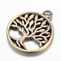Brass Pendants, Flat Round with Tree of Life
