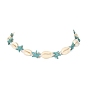 Natural Shell & Synthetic Turquoise Starfish Beaded Necklace with 304 Stainless Steel Clasps