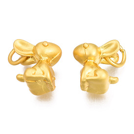 Alloy Charms, with Jump Rings, Matte Style, Cadmium Free & Lead Free, Rabbit
