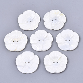 2-Hole Freshwater Shell Buttons, Flower