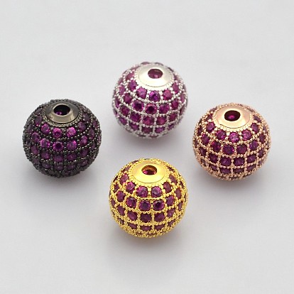 Micro en laiton cz ouvrent qualité couleur magenta aaa zircone cubique perles rondes, sans cadmium et sans nickel et sans plomb