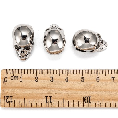 316 Surgical Stainless Steel Beads, Skull, Large Hole Beads