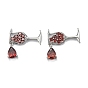 Brass Micro Pave Red Cubic Zirconia Pendants, Long-Lasting Plated, Wine Cup with Teardrop