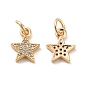 Rack Plating Brass Micro Pave Cubic Zirconia Charms, Long-Lasting Plated, Cadmium Free & Lead Free, with Jump Ring, Star Charm