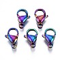 Ion Plating(IP) 304 Stainless Steel Lobster Claw Clasps, Rainbow Color