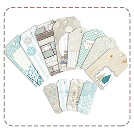 12Pcs 3 Sizes Winter Themed Rectangle Paper Gift Tags, Hanging Tags