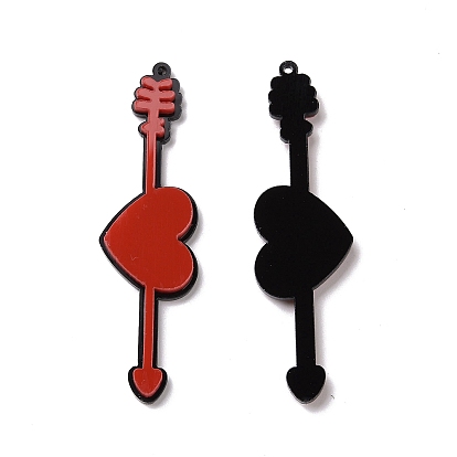 Pendentifs acryliques, thème de la Saint-Valentin, enveloppe/doigt imbriqué/amant/breloques coeur