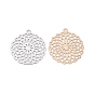 Brass Filigree Pendants, Etched Metal Embellishments, Long-Lasting Plated, Flower of Life