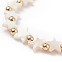 Bracelet extensible perlé étoile coquillage naturel avec laiton pour femme