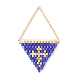 Handmade Japanese Seed Beads Pendants, Triangle with Cross Charms