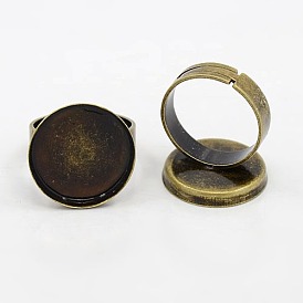 Adjustable Brass Ring Mountings and Settings, Round, 25mm