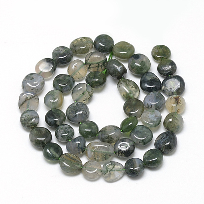 Natural Moss Agate Beads Strands, Oval