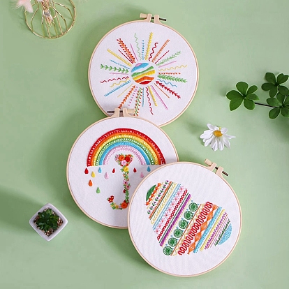 DIY Embroidery Kits, Including Embroidery Fabric & Thread, Needle, Embroidery Hoop, Instruction Sheet