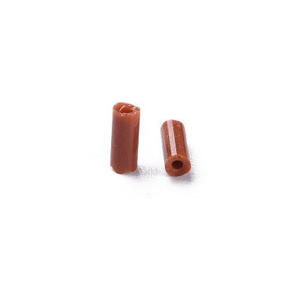 Opaque Colours Glass Bugle Beads, Round Hole