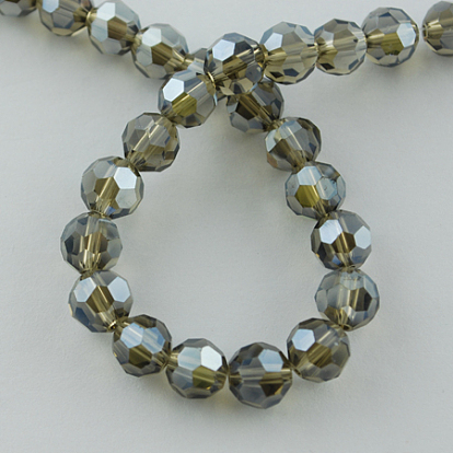 Electroplate Glass Bead Strands, Pearl Luster Plated, Faceted(32 Facets), Round, 8x7mm, hole: 1mm