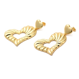 Heart & Bowknot Brass Dangle Stud Earrings, Long-Lasting Plated, Cadmium Free & Lead Free