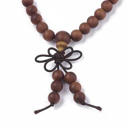 Wrap Style Buddhist Jewelry, Sandalwood Mala Bead Bracelets, Stretch Bracelets, Round