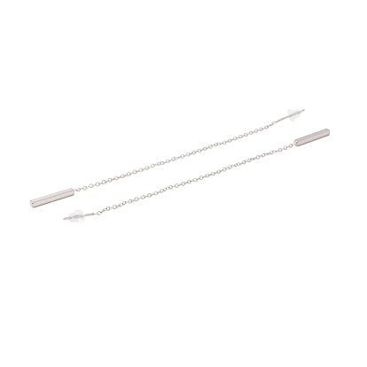 Long Chain with Rectangle Bar Dangle Stud Earrings, 304 Stainless Steel Ear Thread for Women
