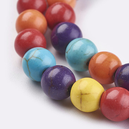 Synthetic Turquoise Beads Strands, Dyed, Round, 8mm, Hole: 1mm, about 50pcs/strand, about 15 inch , 29strands/kg