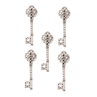 Configuraciones de las teclas de estilo tibetano colgante de diamantes de imitación, sin plomo y cadmio, 68x20.5x3 mm, agujero: 1 mm