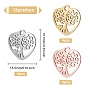 Benecreat 12pcs 3 couleur 201 pendentifs en acier inoxydable, Coeur avec arbre