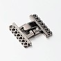 7 Strands Alloy and Brass Fold Over Clasps, 14-Hole, 24x22.5x5mm, Hole: 2mm