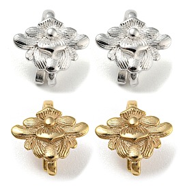 Flower Shape Brass Earring Hooks, Ear Wire with Loops, Cadmium Free & Lead Free, Long-Lasting Plated