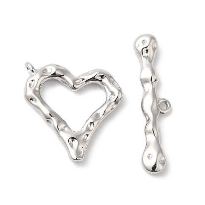 Brass Toggle Clasps, Textured Heart