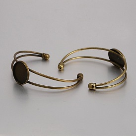 Création de bangle en laiton, base de bracelet vide, avec plateau rond plat, 63mm, Plateau: 20 mm