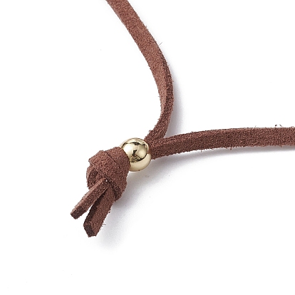 Cadenas de eslabones de barra de latón, bolsa de macramé, soporte de piedra vacío para hacer collares con colgantes, collar ajustable con cordón de gamuza sintética