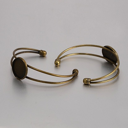 Brass Cuff Bangle Making, Blank Bangle Base, with Flat Round Tray, 63mm, Tray: 20mm