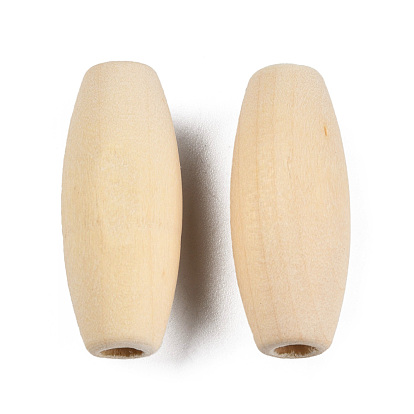 Unfinished Natural Wood European Beads, Large Hole Bead, Undyed, Lead Free, Oval