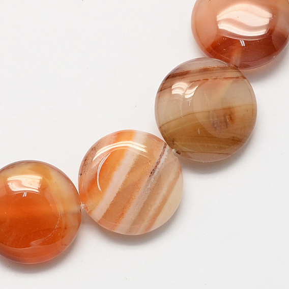 Flat Round Gemstone Dyed Natural Red Agate Stone Beads Strands