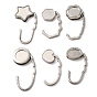 Colgador de bolsa de diamantes de imitación de aleación de zinc, ganchos plegables para monedero, con clavo de latón, redondo/corazón/estrella/óvalo/hexágono/flor