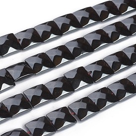 Non-magnetic Synthetic Hematite Beads Strands, Faceted, Square