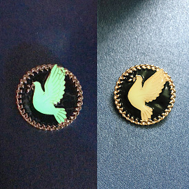 Luminous Pigeon Enamel Pin, Glow In The Dark Alloy Badge for Backpack Clothes, Golden