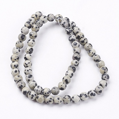 Natural Dalmatian Jasper Stone Bead Strands, Round