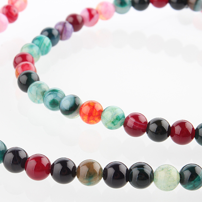 Natural Gemstone Agate Round Bead Strands, Dyed, 4mm, Hole: 1mm, about 92pcs/strand, 14.96 inch