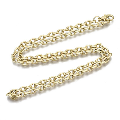 Brass Cable Chains Necklace Making, with Brass Lobster Clasps, Unwelded