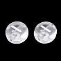 Transparent Acrylic Beads, Flat Round with White Mixed Letters