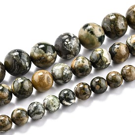 Naturelles rhyolite jaspe perles brins, ronde