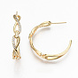 Brass Micro Pave Clear Cubic Zirconia Half Hoop Earrings, Stud Earring, Infinity, Nickel Free