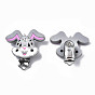 Food Grade Eco-Friendly Silicone Baby Pacifier Holder Clips, with 304 Stainless Steel Clips, Rabbit